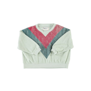 Piupiuchick Mint Green Sweatshirt with Multicolor Triangle Print- Kid