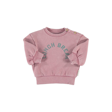 Piupiuchick Pink Oversized Sweatshirt with Lunch Break Print- Baby