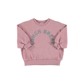 Piupiuchick Pink Oversized Sweatshirt with Lunch Break Print- Kid
