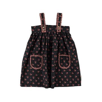 Piupiuchick Black Short Strap Dress with Flowers