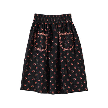 Piupiuchick Black Long Skirt with Flowers