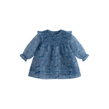 Cera Una Volta Jasmine Baby Dress Dusty Blue Flower