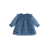 Cera Una Volta Jasmine Baby Dress Dusty Blue Flower