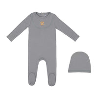 Mini Label Pima Cotton Stone Blue  Antique Phone Footie and Hat