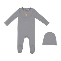 Mini Label Pima Cotton Stone Blue  Antique Phone Footie and Hat