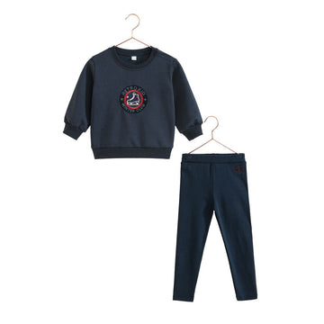 Retro Kid Arden Scuba Baby Boy Sweat Set - Indigo