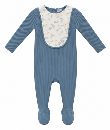 Bee & Dee Knit Print Bib Footie W/ Bonnet