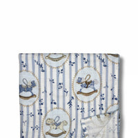 Little Threads The Label Blue Rocking Horse Muslin Blanket