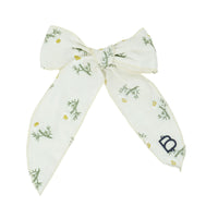 Bandeau Scattered Embroidered Floral Large Bow Clip- FINAL SALE