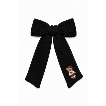 Bandeau Teddy Knits Black Large Bow Clip (Final Sale)