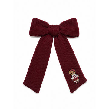 Bandeau Teddy Knits Burgundy Large Bow Clip (Final Sale)
