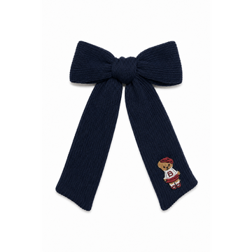Bandeau Teddy Knits Navy Large Bow Clip (Final Sale)
