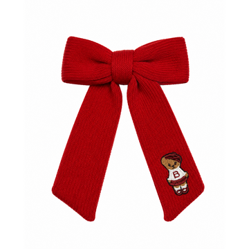 Bandeau Teddy Knits Red Large Bow Clip (Final Sale)