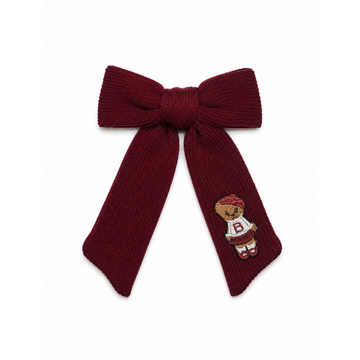 Bandeau Teddy Knits Burgundy Medium Bow Clip (Final Sale)