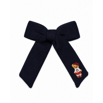 Bandeau Teddy Knits Navy Medium Bow Clip (Final Sale)