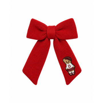 Bandeau Teddy Knits Red Medium Bow Clip (Final Sale)