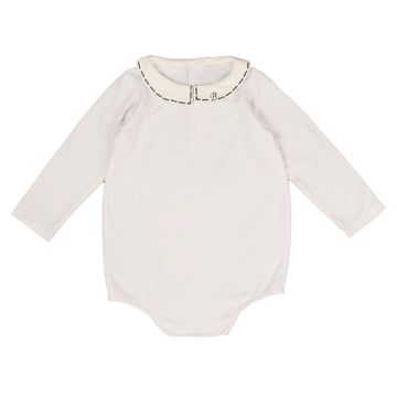 Belati Ivory Embroidered Peter Pan Baby Onesie