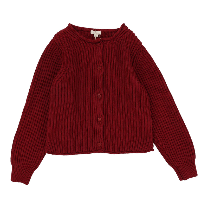 Lil Legs Knit Cardigan Deep Red | Buttons Bebe