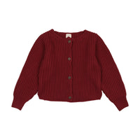 Lil Legs Basic Cardigan Deep Red