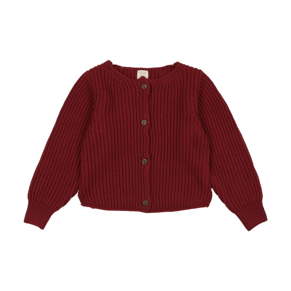 Lil Legs Basic Cardigan Deep Red