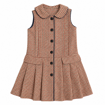 Belati Wine Houndstooth Button Down Drop Waisted Jumper