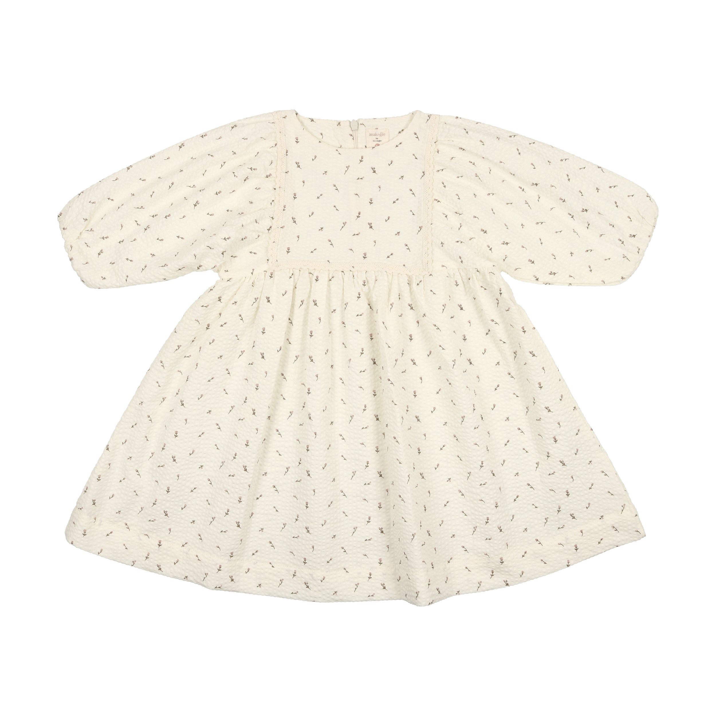 Analogie By Lil Legs Branch Dress Three Quarter Sleeve Cream | Buttons Bebe