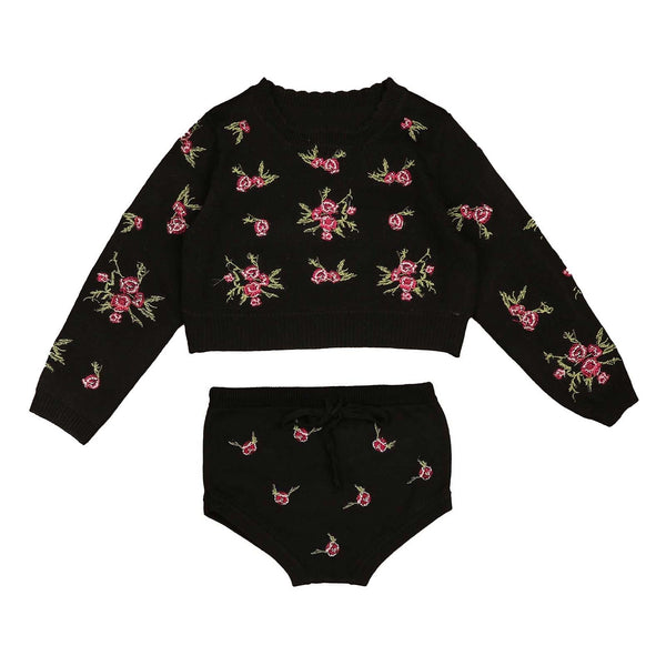 Belati Black Floral Baby Set (BKN366)