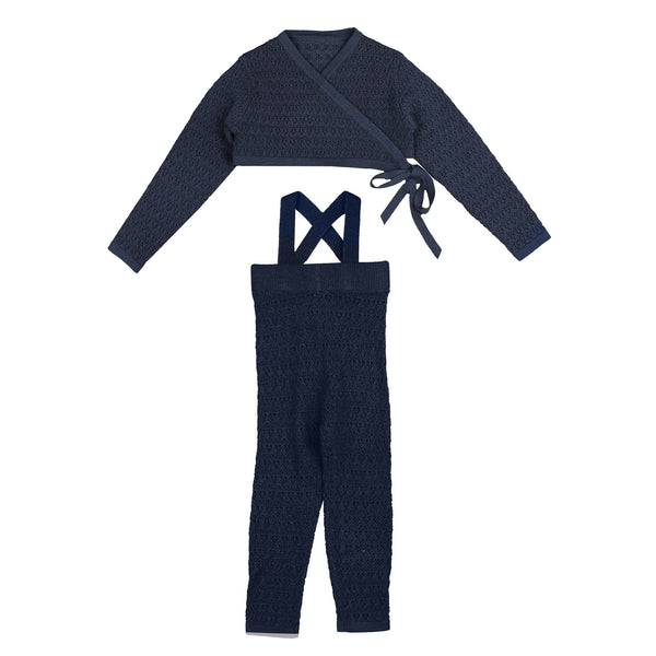 Belati Navy Wrap Knit Baby Set (BKN374)