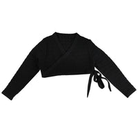 Belati Black Wrap Knit Cropped Cardigan (BKN375)