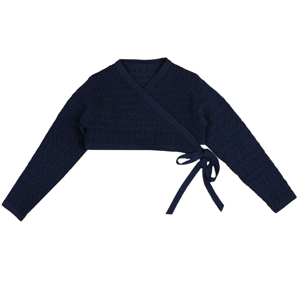 Belati Navy Wrap Knit Cropped Cardigan (BKN375)