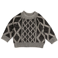 Belati Black Distressed Diamond Textured knit (BKN378)