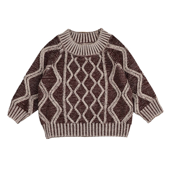 Belati Wine Distressed Diamond Textured knit (BKN378)