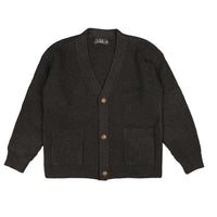 Belati Charcoal Seude Elbow Patch Cardigan