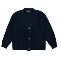 Belati Navy Seude Elbow Patch Cardigan