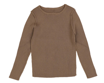 Belati Taupe Basic Ribbed Knit Baby Shell (BKN473TA)