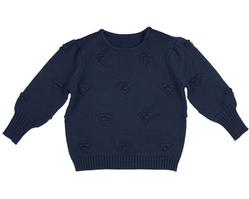 Belati Navy Bubble Detail Knit Top (BKN484)