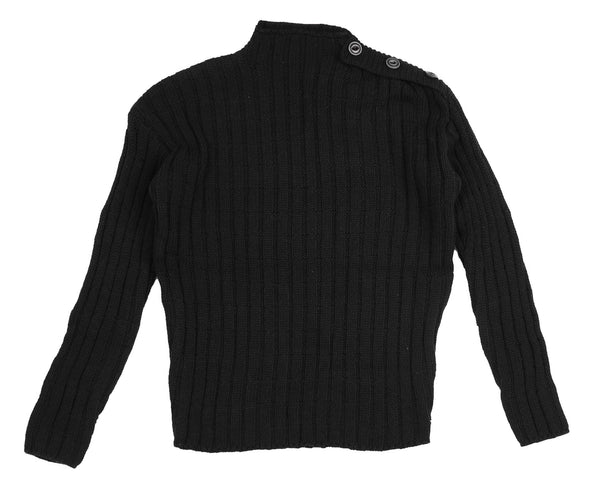 Belati Black Shoulder Button Chunky Knit (BKN489)