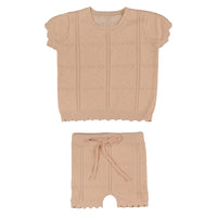 Belati Pale Pink Pointelle Knit Baby Set (BKN512)