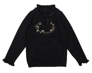 Belati Navy Knit Shell With Embroidered Crest And Neck Ribbon BKN651