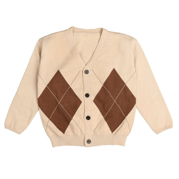 Belati Stone Argyle Knit Cardigan