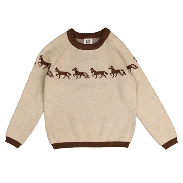 Belati Ivory Jacquard Horse Knit