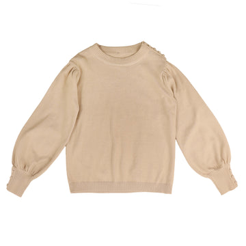Belati Stone Mock Neck Knit With Shoulder Buttons