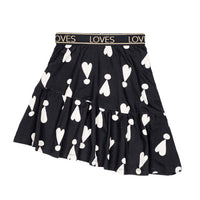 Beau Loves Black Exclamation Hearts Asymmetric Skirt