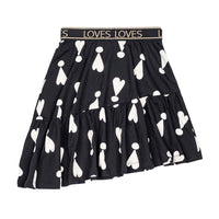 Beau Loves Black Exclamation Hearts Asymmetric Skirt