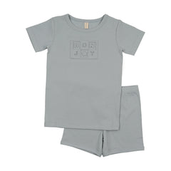 Bonjoy Embossed Bonjoy Short Sleeve Lounge Set - Denim