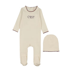 Bonjoy Cest Footie Set - Ivory/Wine