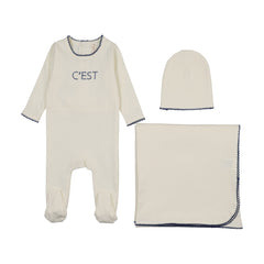 Bonjoy Cest Layette Set - Ivory/Blue
