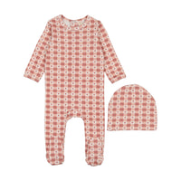 Bonjoy Checkered Charm Footie Set - Little Hearts