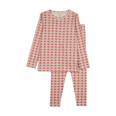 Bonjoy Checkered Charm Long Sleeve Pj'S - Little Hearts