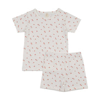 Bonjoy Tiny Fruits Short Sleeve Lounge Set - Tiny Strawberries (Wrap Over)